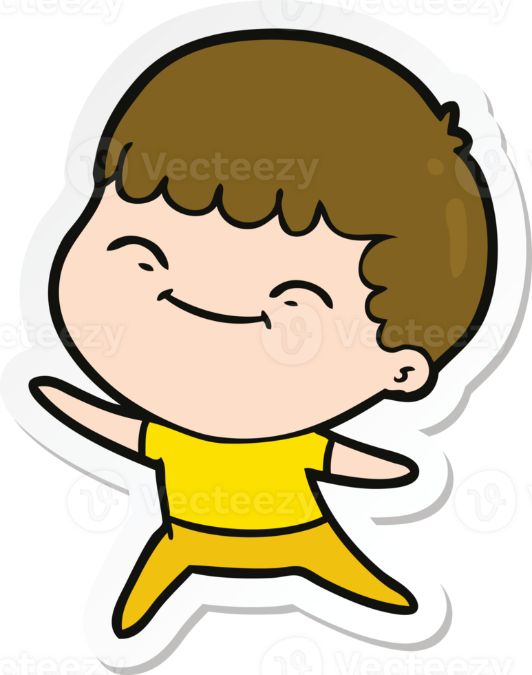 sticker of a cartoon happy boy png
