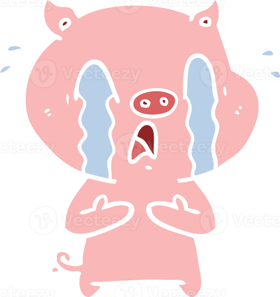 crying pig flat color style cartoon png