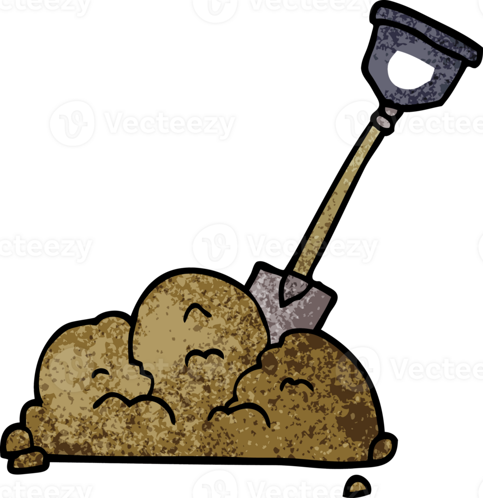 cartoon doodle shovel in dirt png