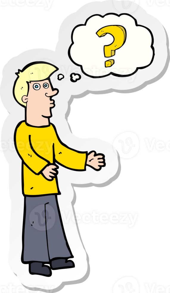 sticker of a cartoon man asking question png