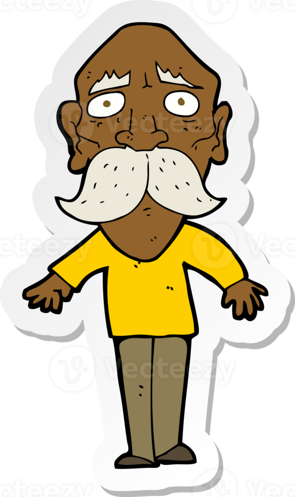 sticker of a cartoon sad old man png