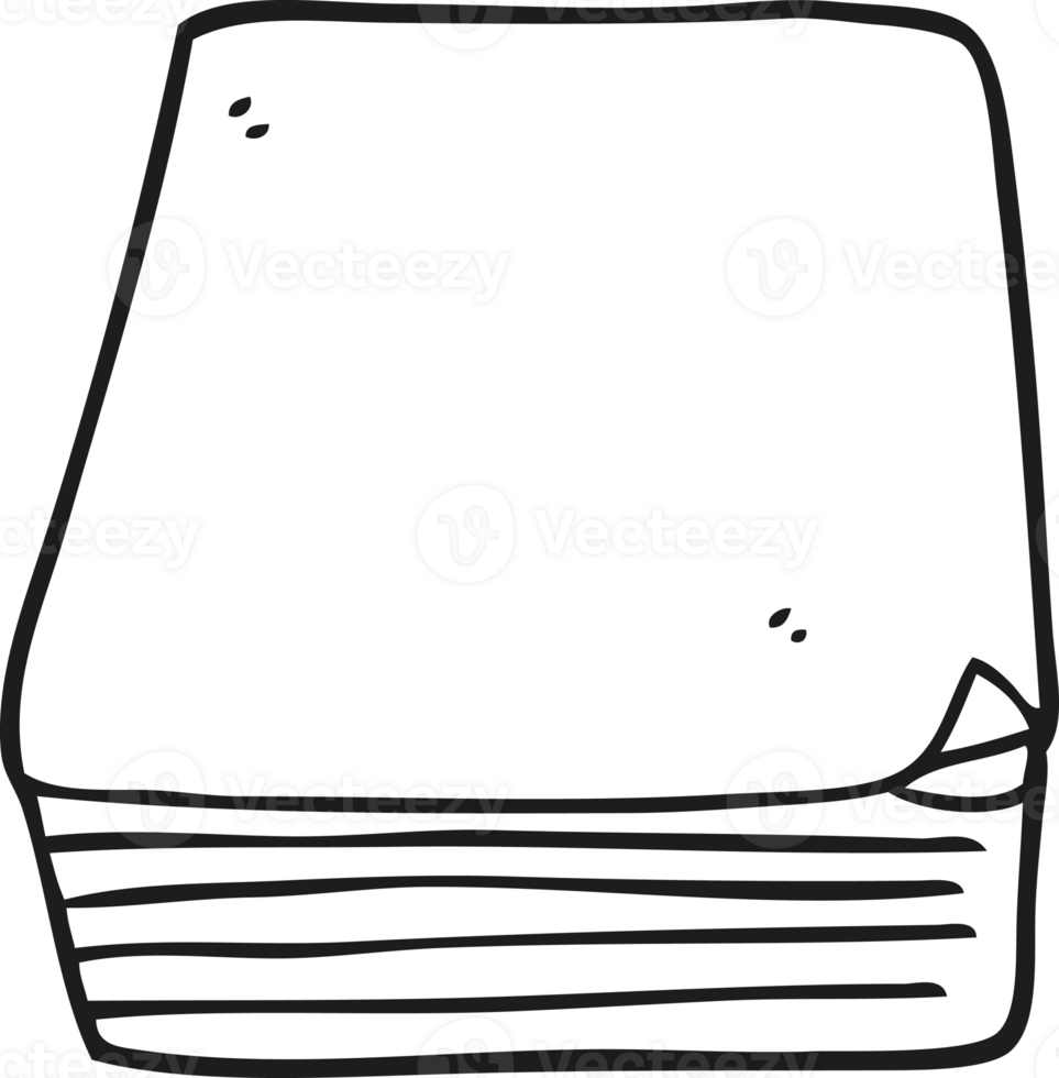 hand drawn black and white cartoon stack of paper png