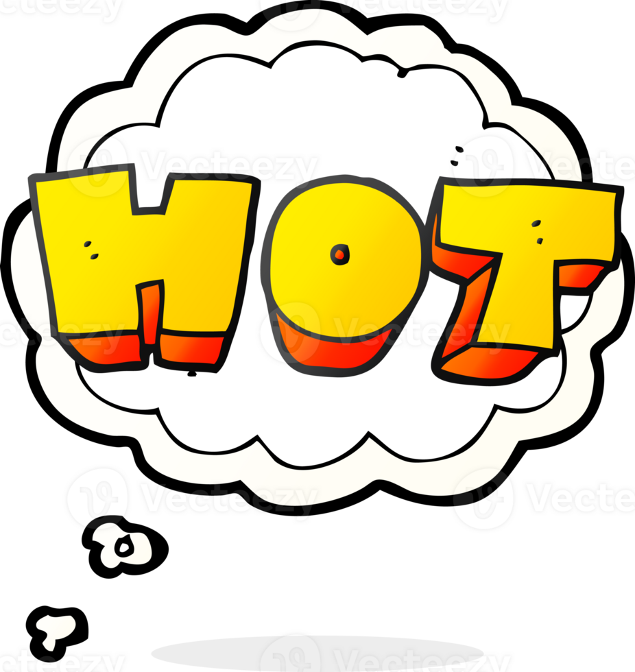 hand drawn thought bubble cartoon word hot png