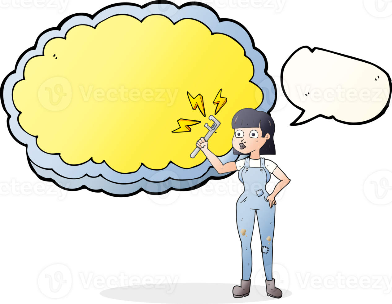 hand drawn speech bubble cartoon female plumber png