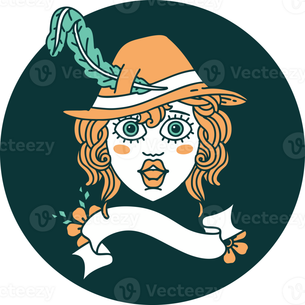 icon of human bard character face png