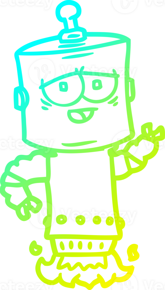 cold gradient line drawing of a cartoon robot png