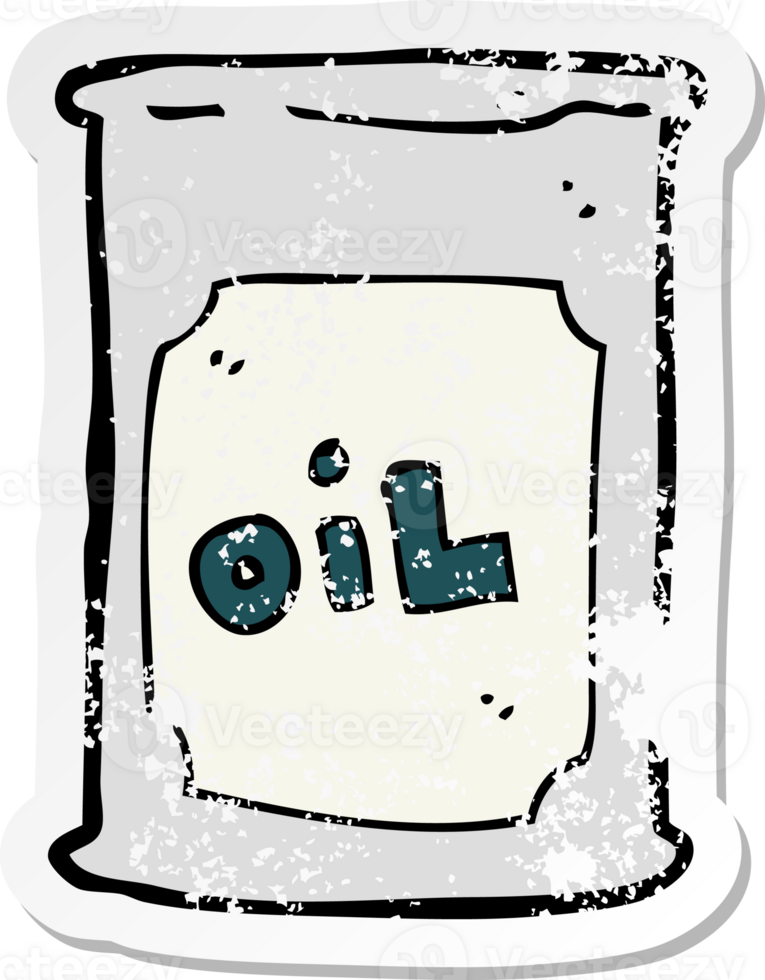 retro distressed sticker of a cartoon oil barrel png