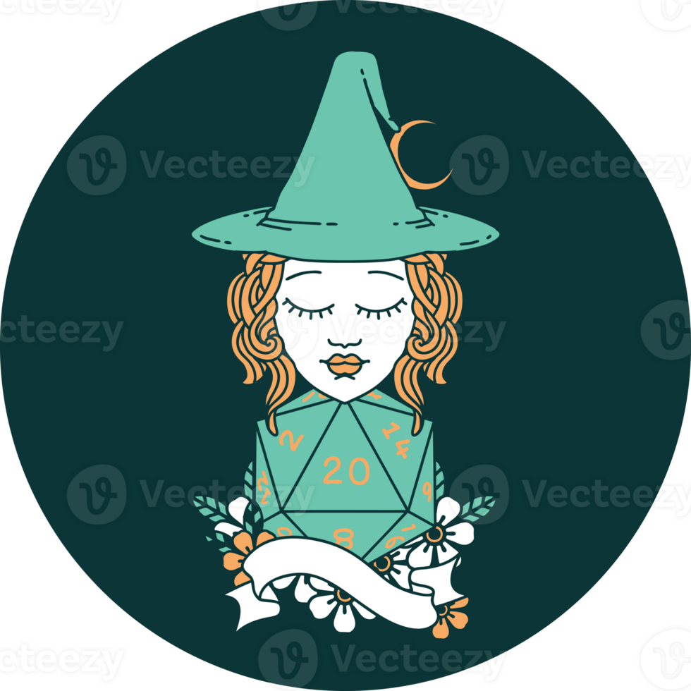 icon of human mage with natural twenty dice roll png
