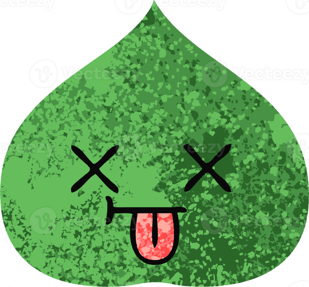 retro illustration style cartoon of a expressional leaf png