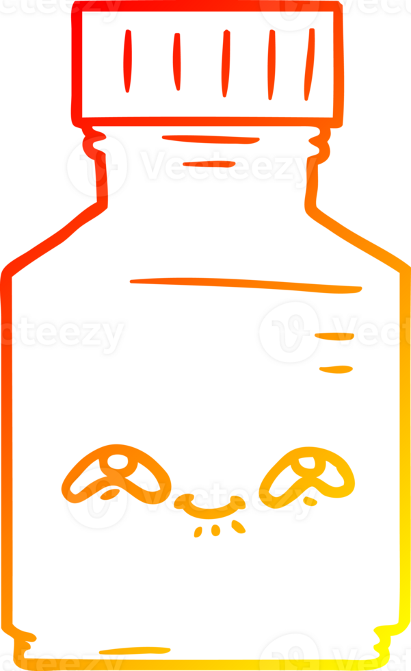 warm gradient line drawing of a cartoon pill jar png