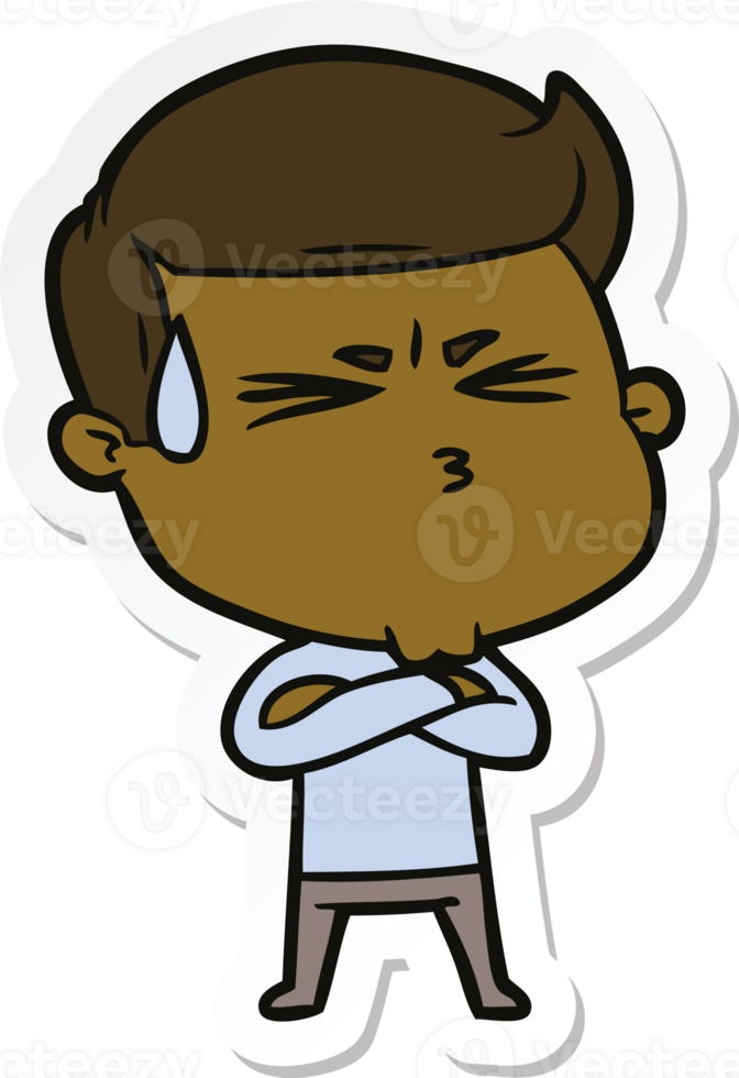 sticker of a cartoon man sweating png