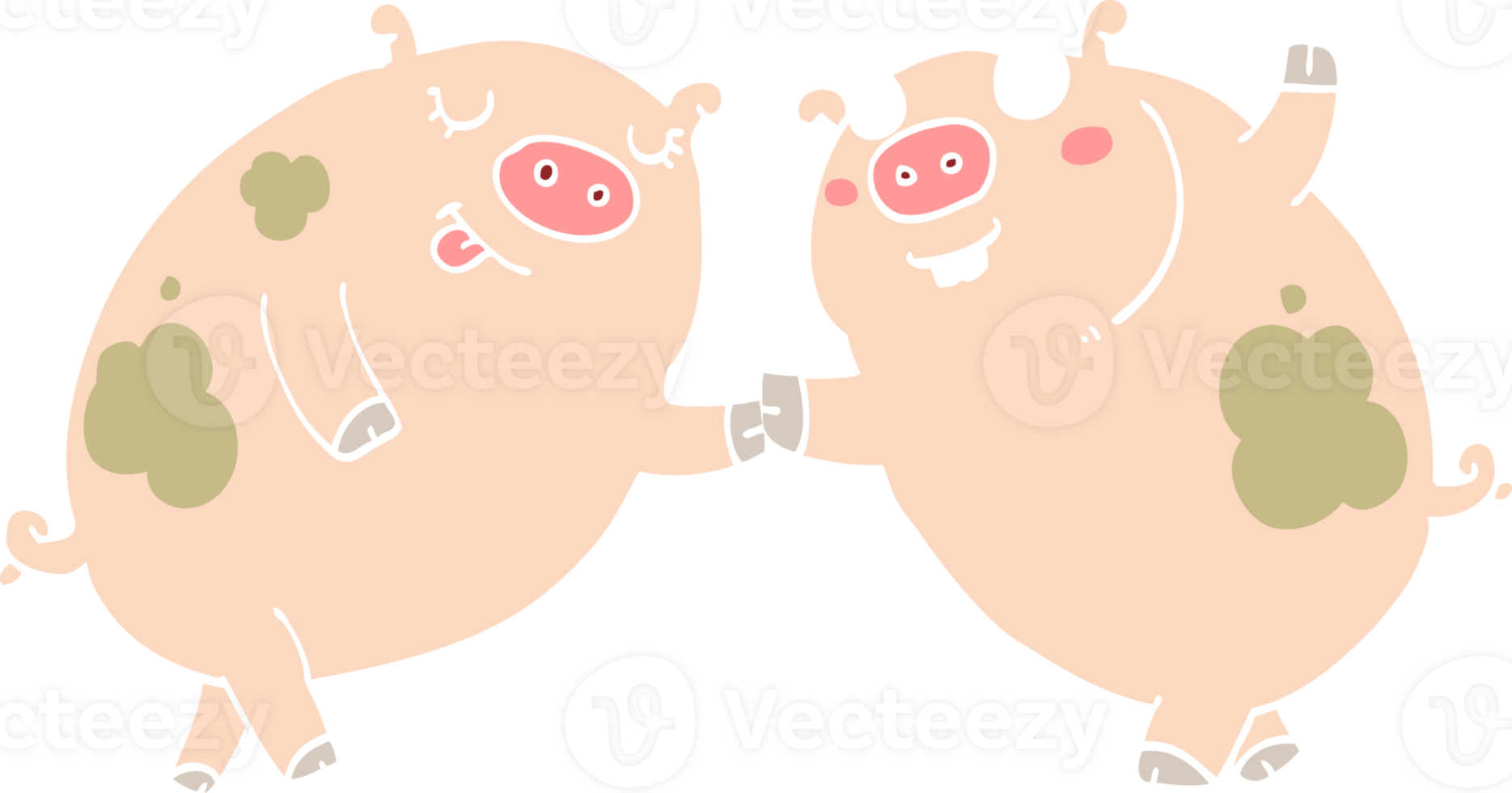 flat color style cartoon pigs dancing png