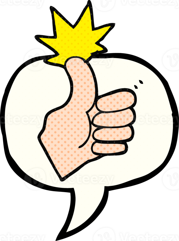 hand drawn comic book speech bubble cartoon thumbs up png