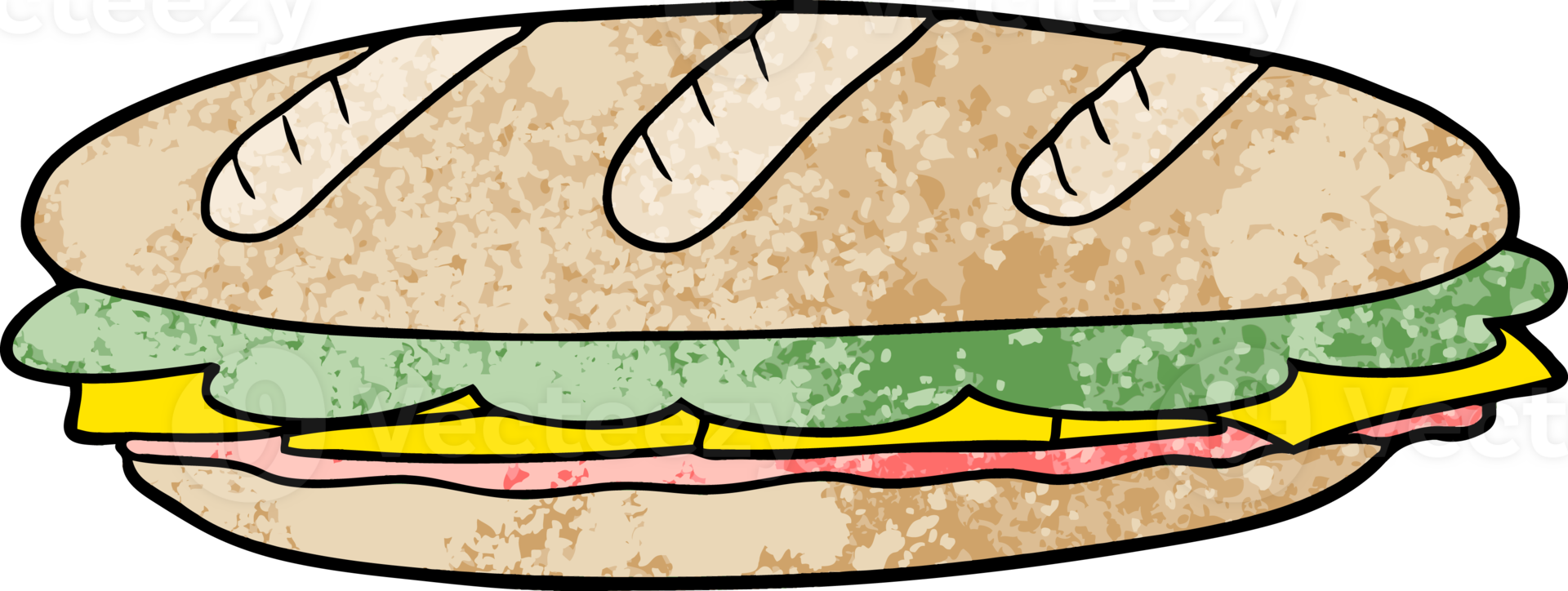 sándwich de baguette de dibujos animados png