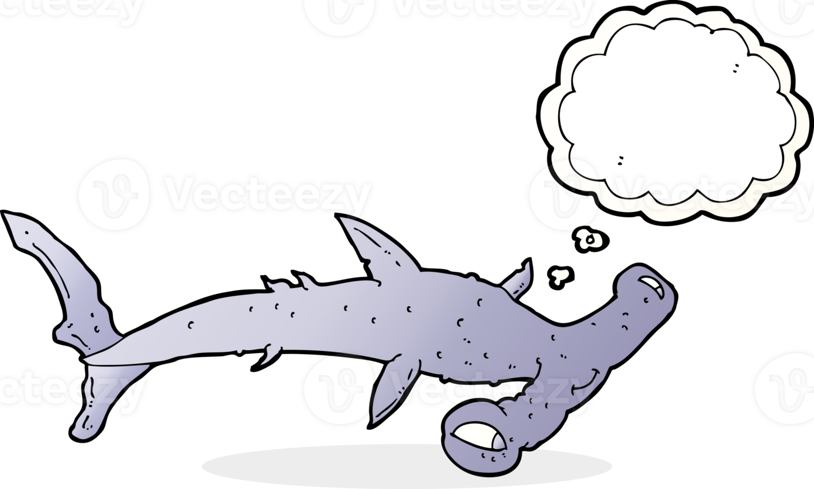 cartoon hammerhead shark with thought bubble png