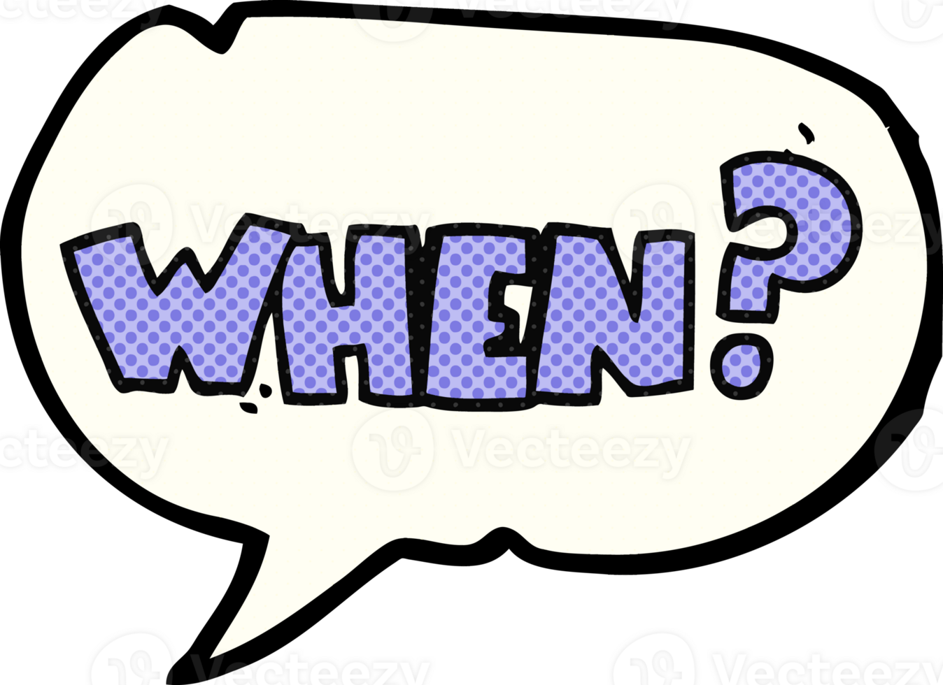 hand drawn comic book speech bubble cartoon when word png