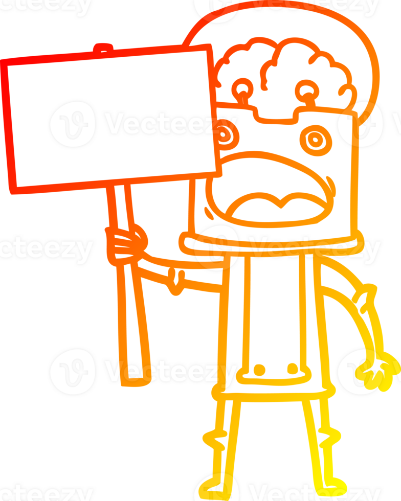 warm gradient line drawing of a cartoon robot png