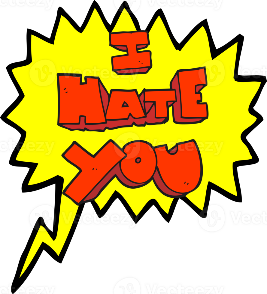 I hate you  hand drawn speech bubble cartoon symbol png