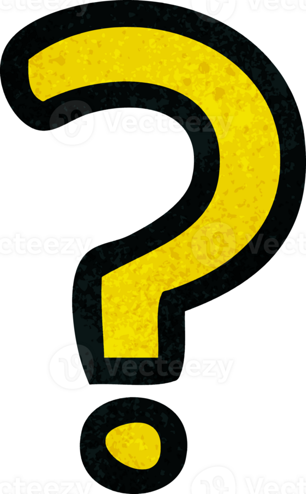 retro grunge texture cartoon of a question mark png