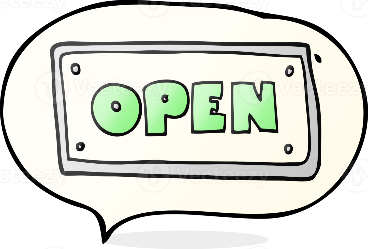 hand drawn speech bubble cartoon open sign png