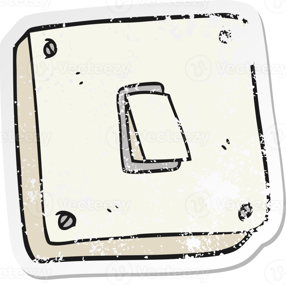 retro distressed sticker of a cartoon light switch png