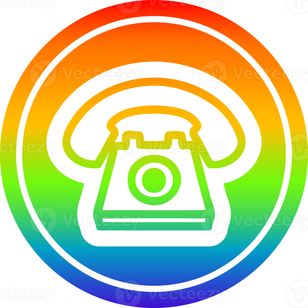 old telephone circular icon with rainbow gradient finish png