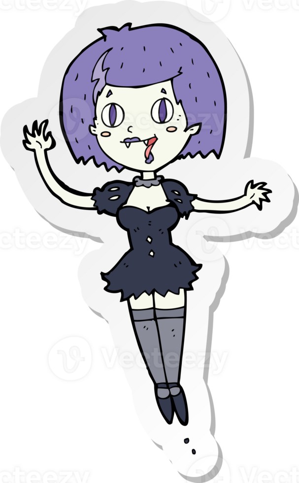 sticker of a cartoon happy vampire girl png