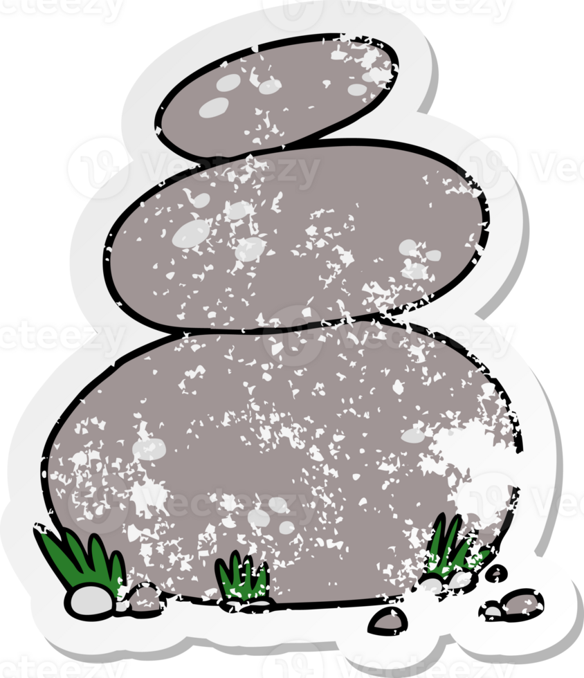 distressed sticker of a cartoon large stacked stones png