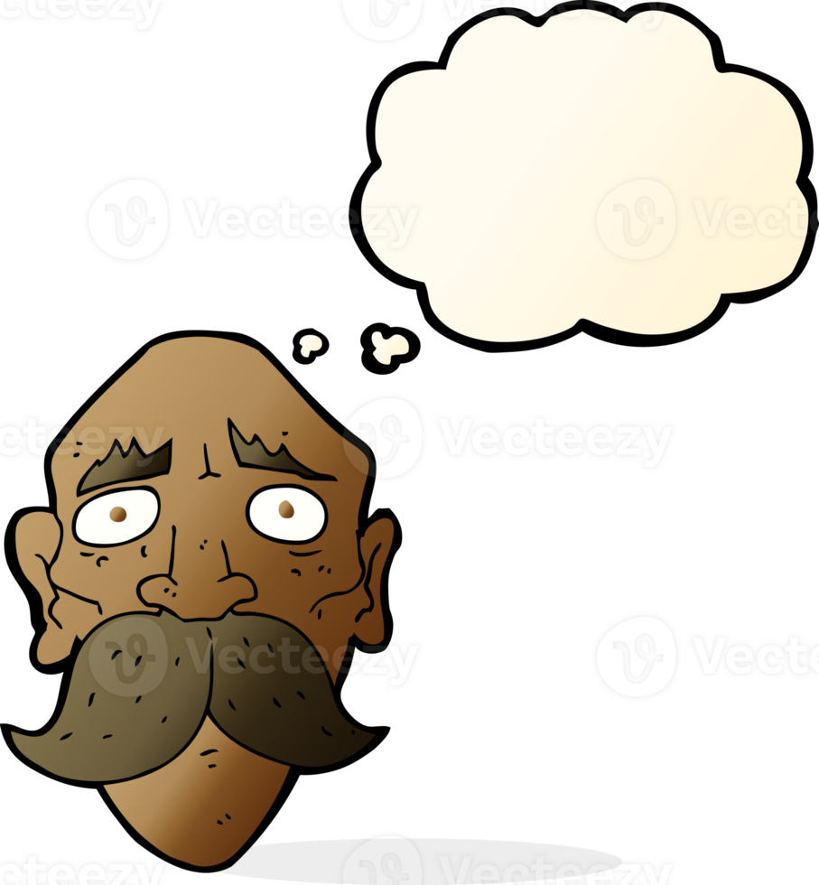 cartoon sad old man with thought bubble png