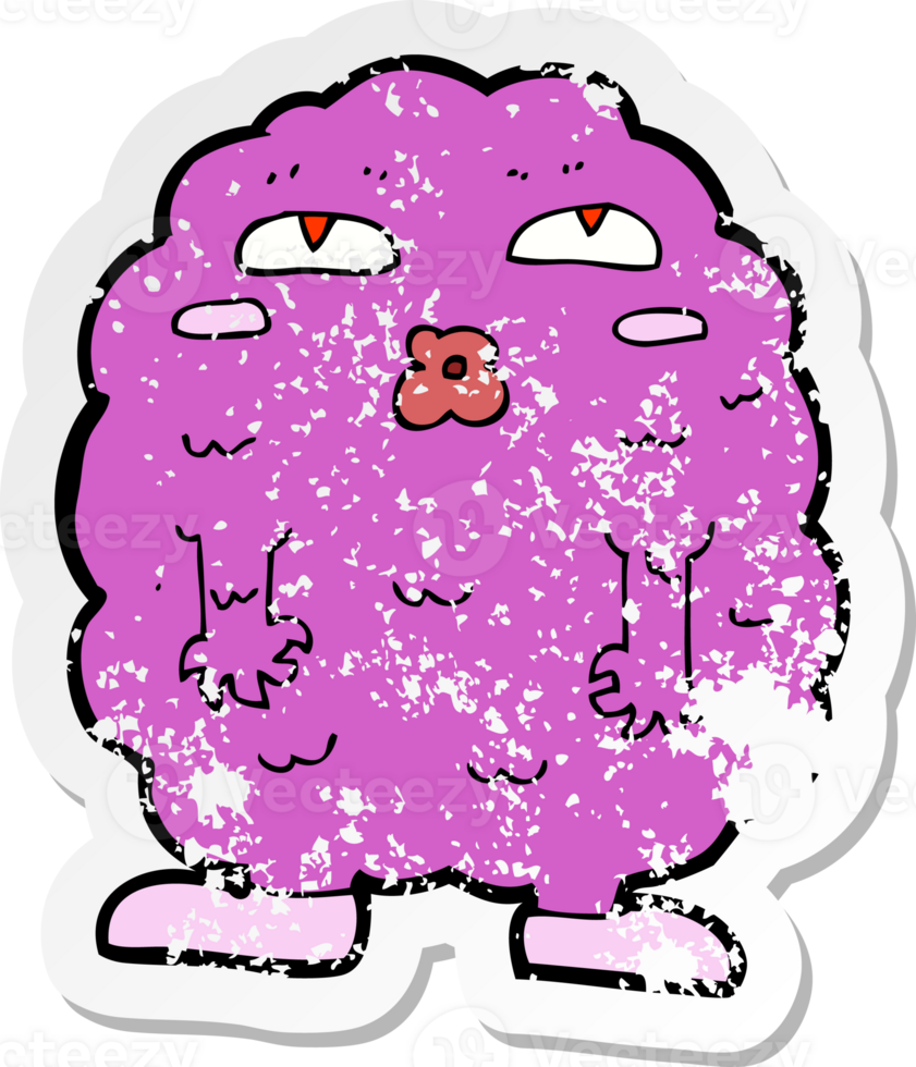 retro distressed sticker of a funny cartoon monster png