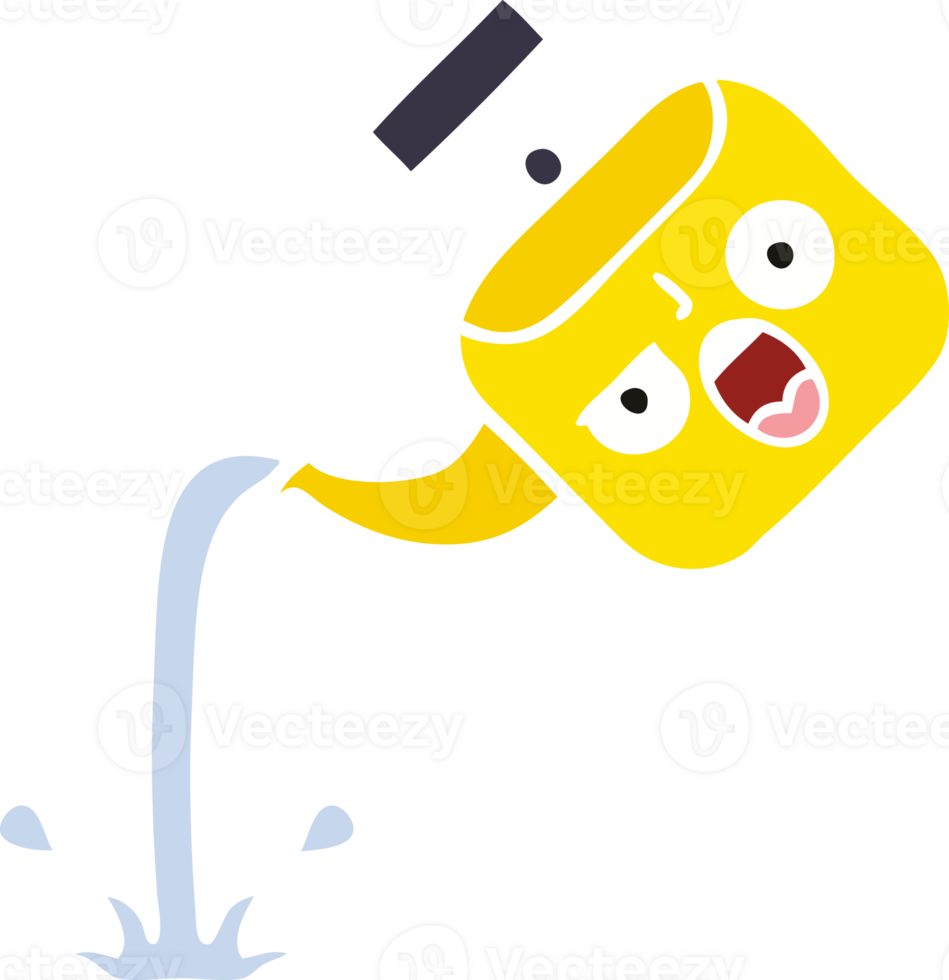 flat color retro cartoon of a pouring kettle png