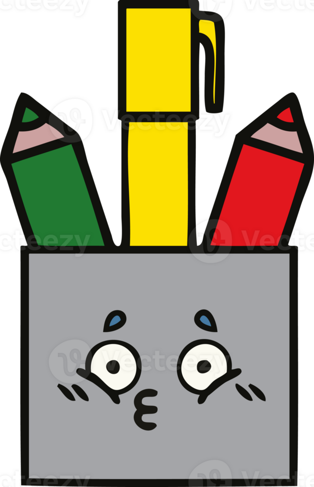 cute cartoon of a pencil pot png