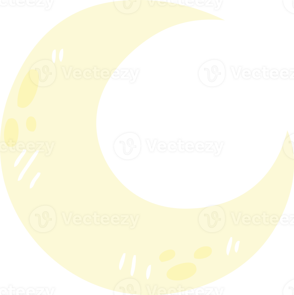 hand drawn quirky cartoon crescent moon png