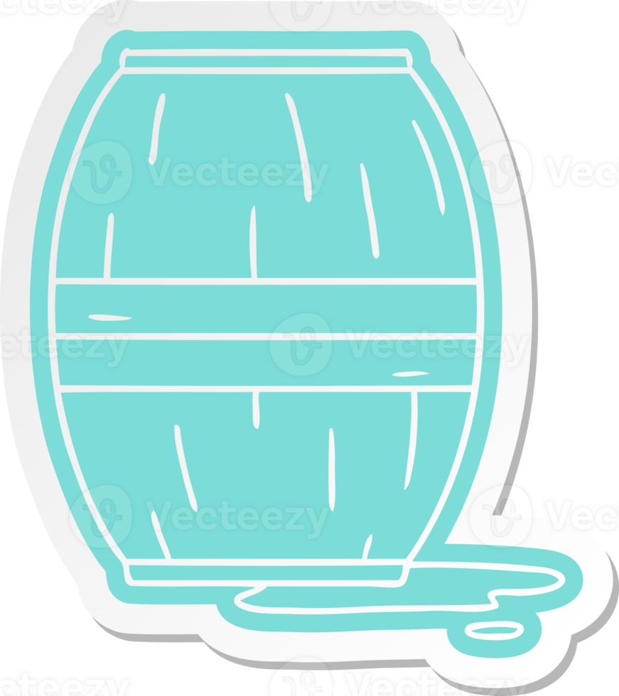 cartoon sticker of a wine barrel png