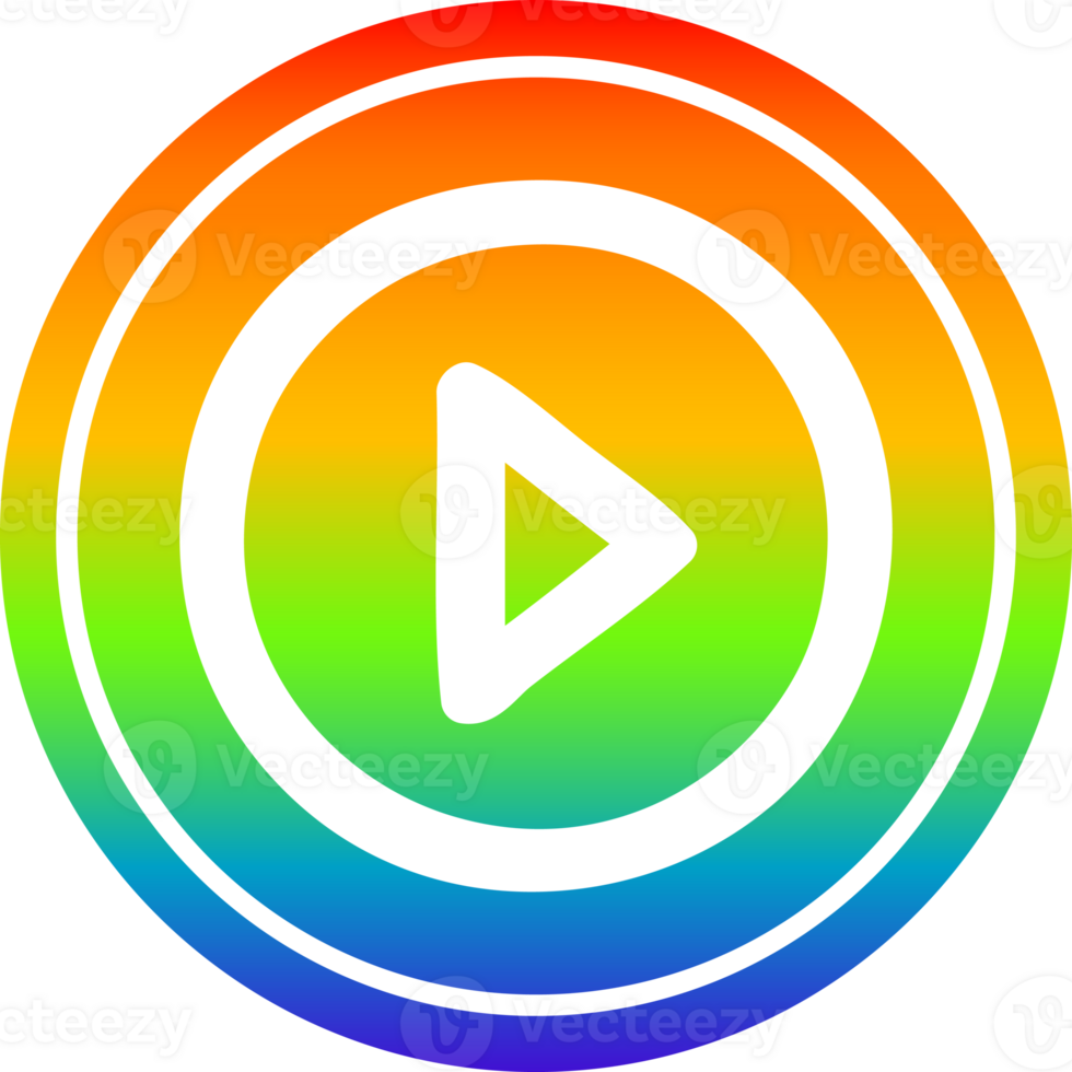 play button circular icon with rainbow gradient finish png