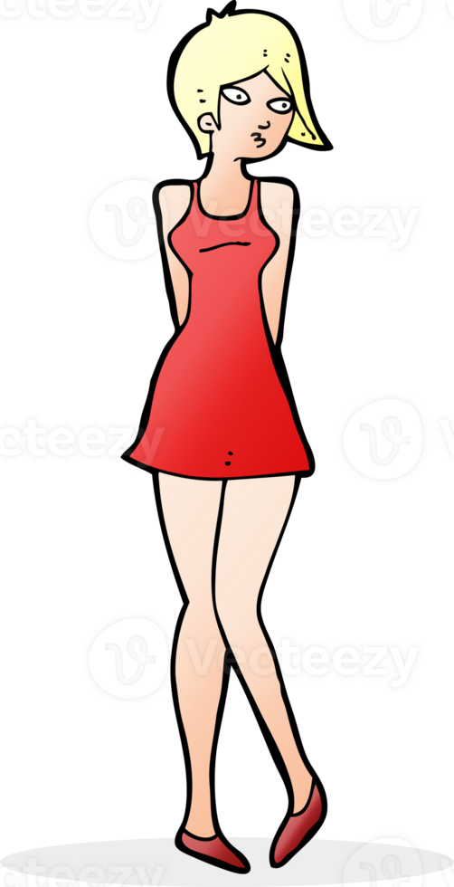 cartoon pretty woman in dress png