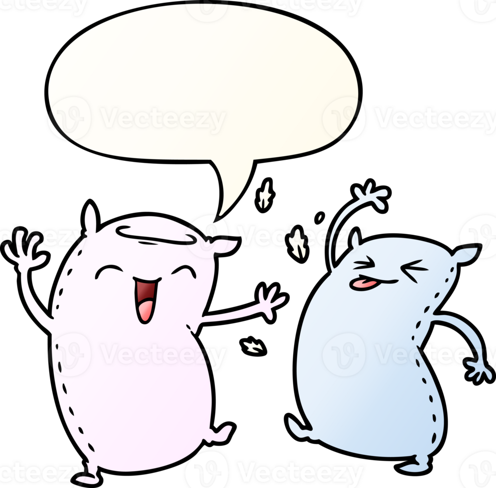 cartoon pillows with speech bubble in smooth gradient style png