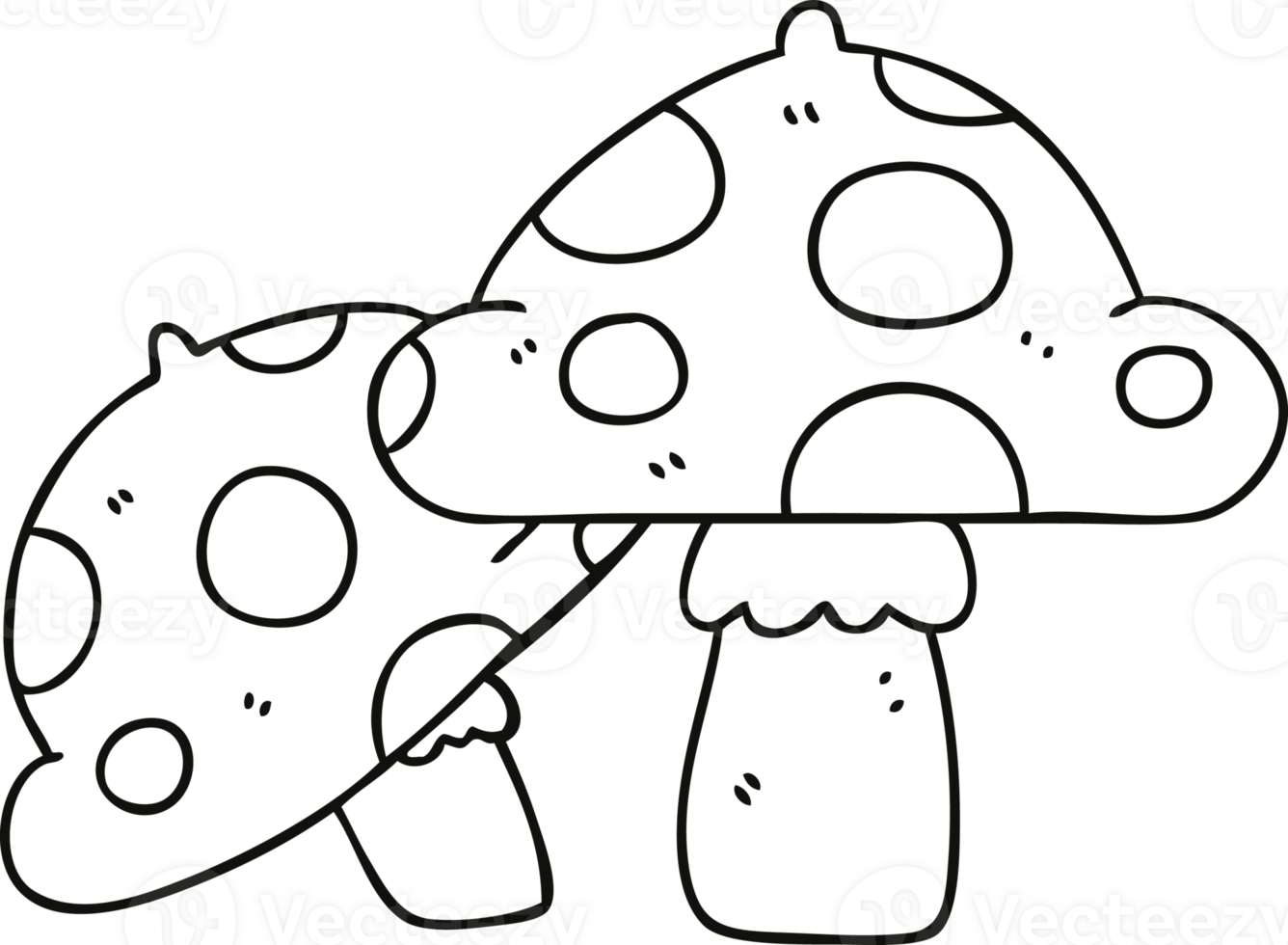 line drawing quirky cartoon toadstools png