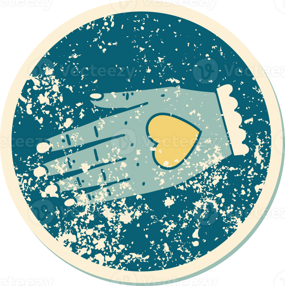 iconic distressed sticker tattoo style image of a hand png