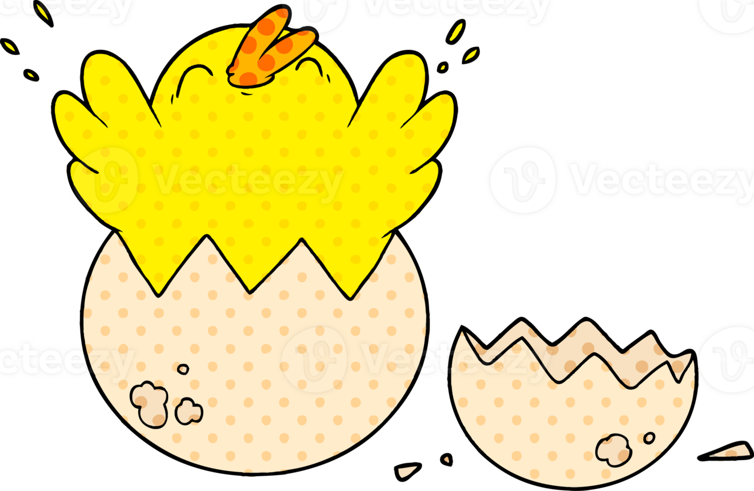 cartoon chick hatching from egg png