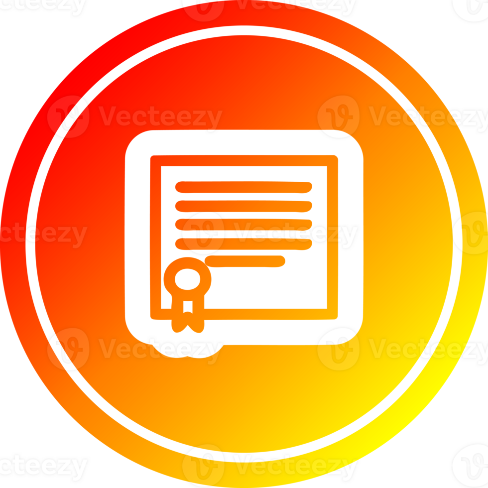 diploma certificate circular icon with warm gradient finish png