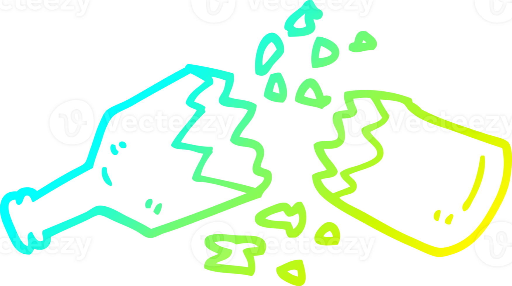 cold gradient line drawing of a cartoon  smashed glass bottle png