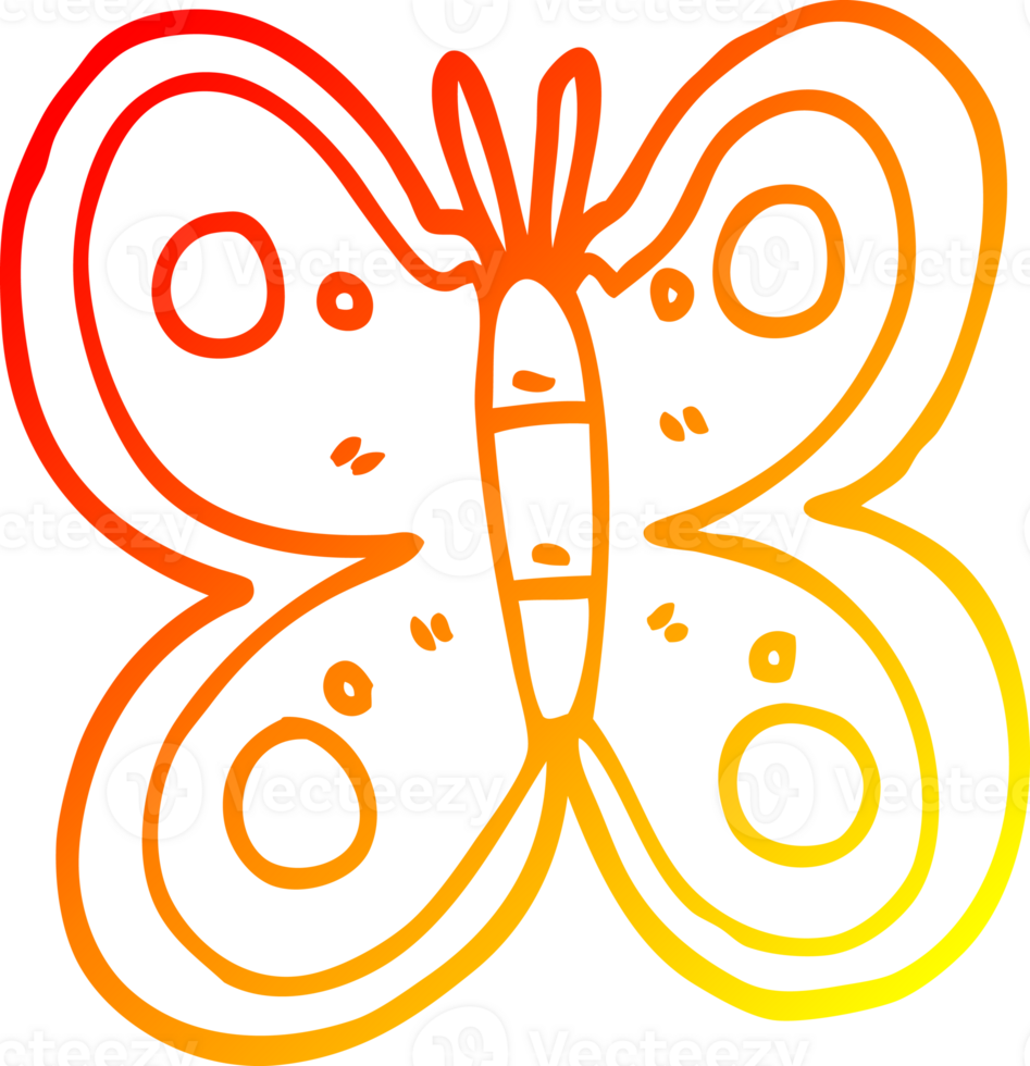 warm gradient line drawing of a cartoon huge butterfly png