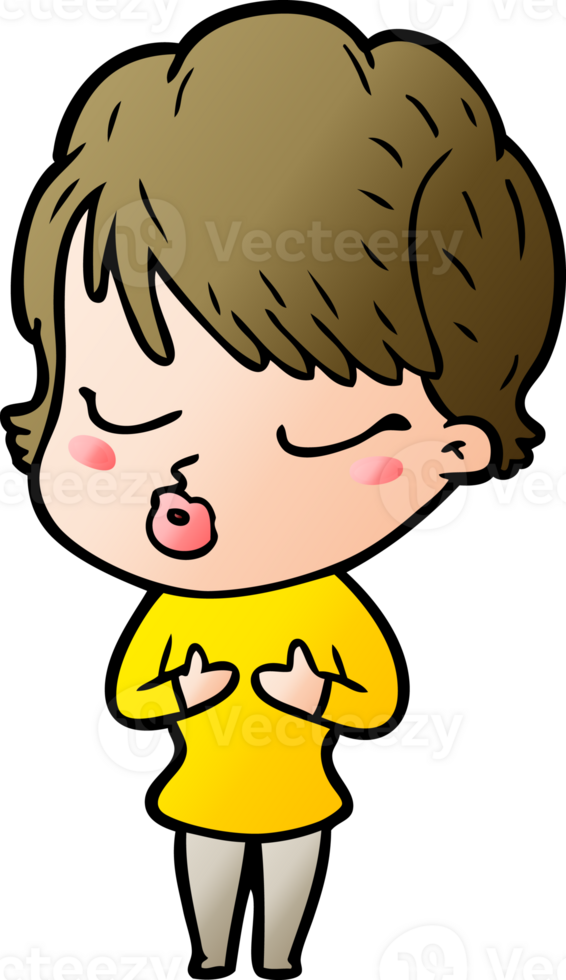 cartoon woman with eyes shut png