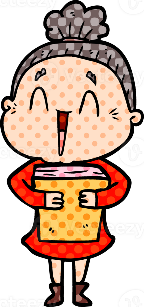 cartoon happy old lady png