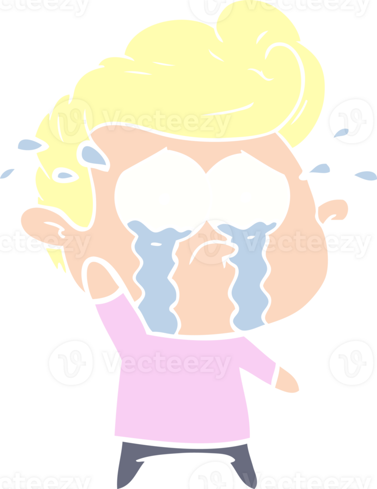 flat color style cartoon crying man png