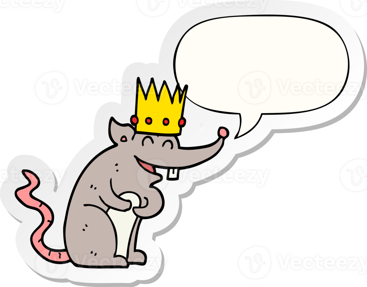 cartoon rat king laughing with speech bubble sticker png
