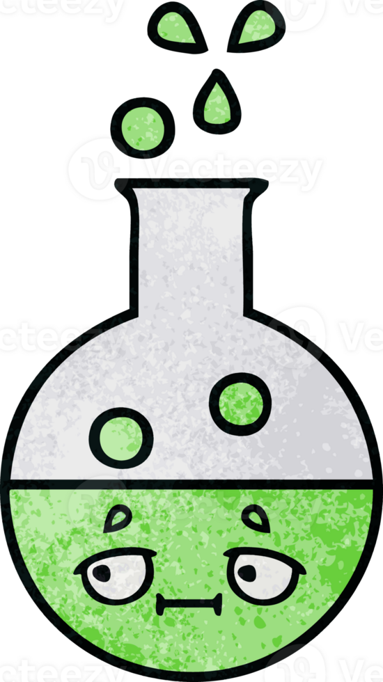 retro grunge texture cartoon of a test tube png