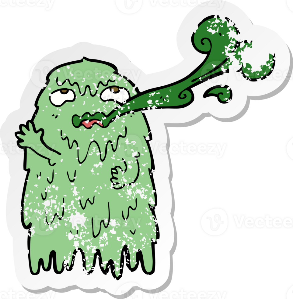 retro distressed sticker of a gross cartoon ghost png