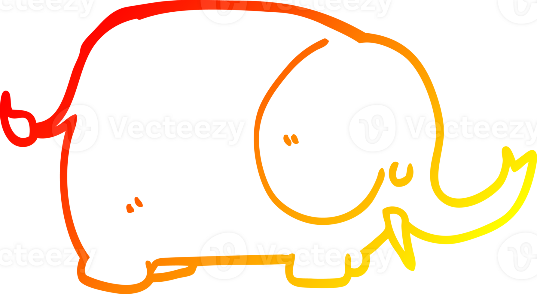 warm gradient line drawing of a cartoon elephant png